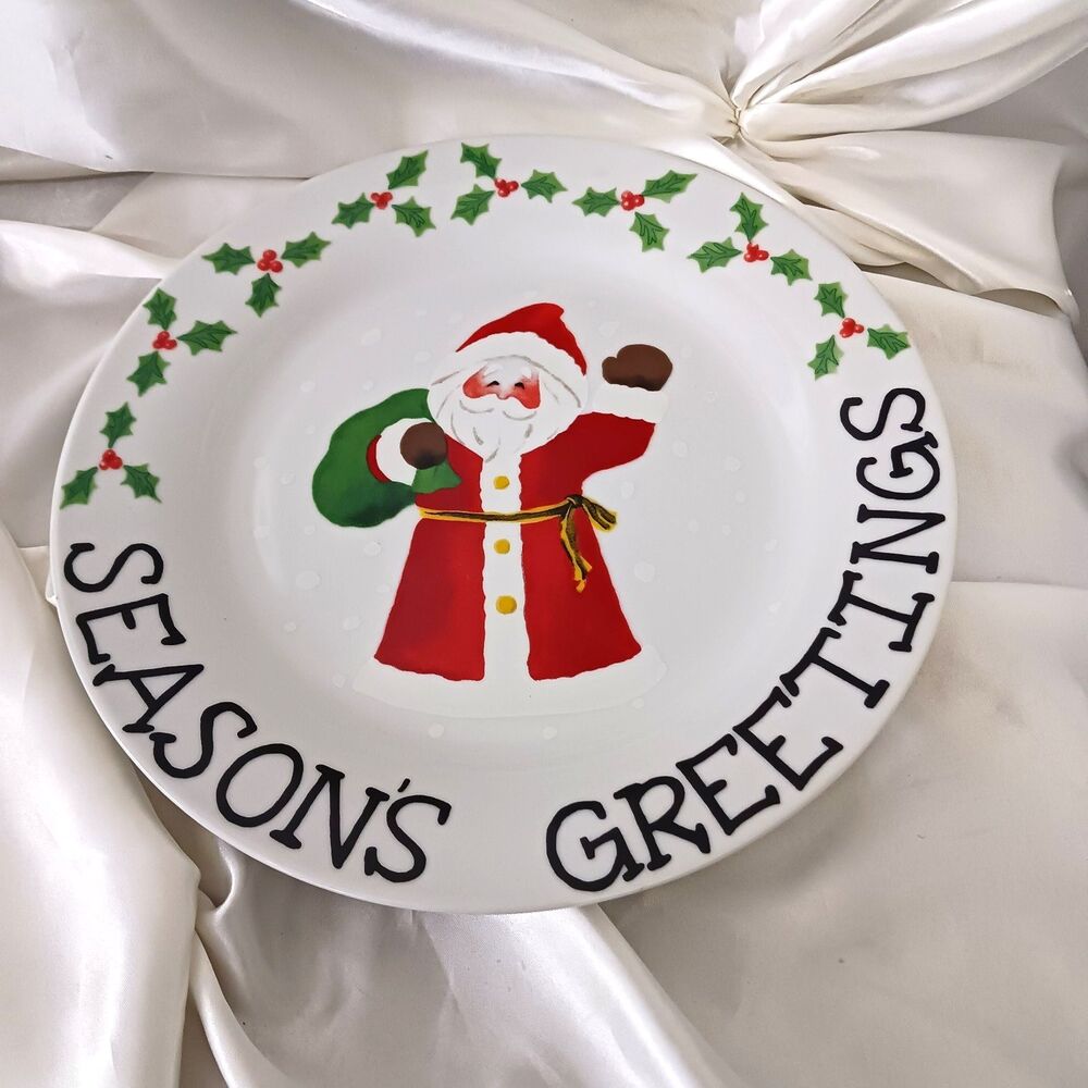 VINTAGE SEASON'S GREETINGS SANTA 9'' PLATE LTD COMMODITIES 1998